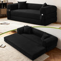 Convertible Futon Sofa Bed,80' Folding Pull Out Couch with Pillows & Storage Pocket (Black, Corduroy-35.5'W)