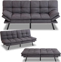 MUUEGM Futon Sofa Bed Couch Memory Foam Futon Convertible Couch Bed Sleeper,Modern Love Seat Daybed Sofa for Living Room,Small Space,Office,71',Adjustable Backrests Armrests,Grey