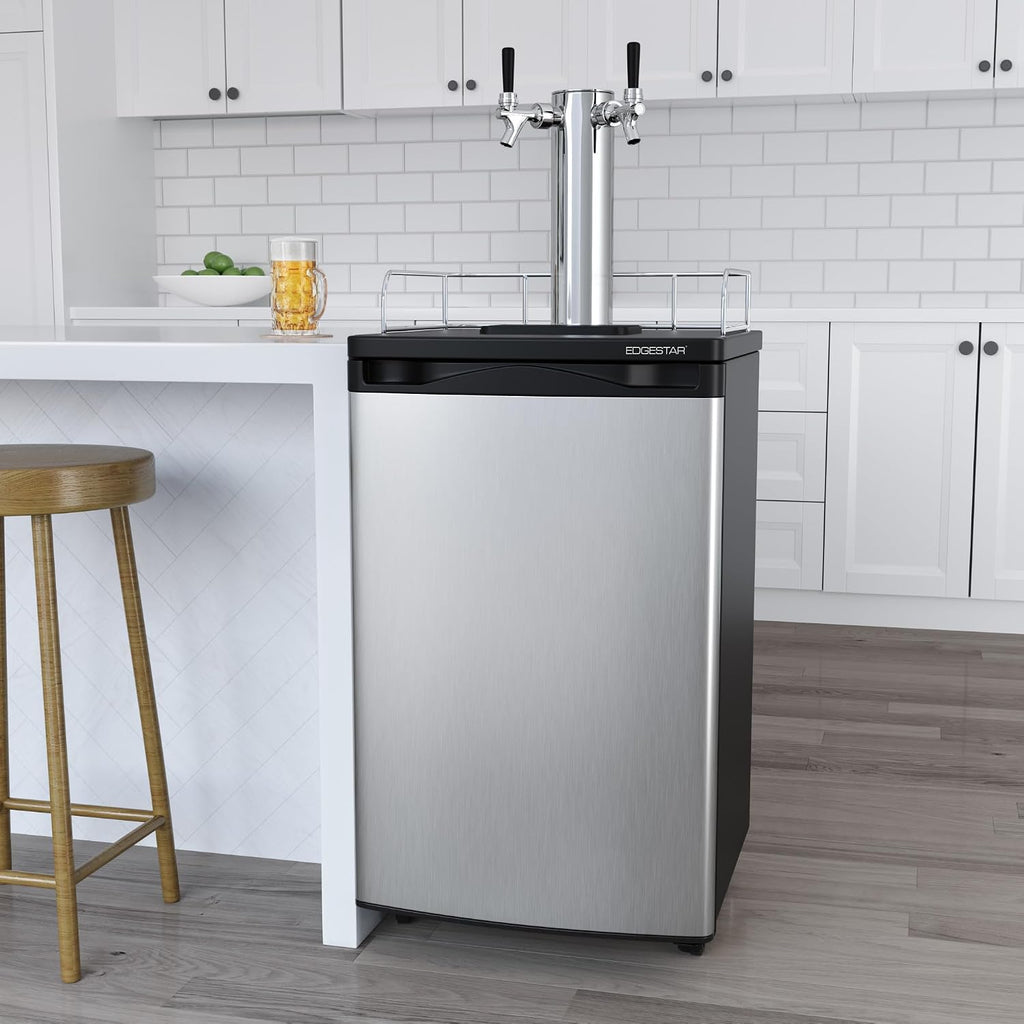 EdgeStar KC2000SSTWIN Full Size Stainless Steel Dual Tap Kegerator & Draft Beer Dispenser - Stainless Steel