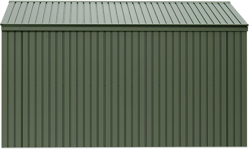 Scotts 10' x 12' Outdoor Lockable Water-Resistant Steel Storage Shed Building with Tool Hanger and Gable Roof, Green