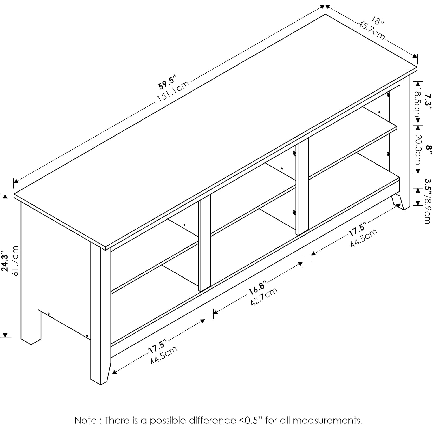 Furinno Jensen TV Stand, TV Entertainment Center with 6 Cube Shelves, TV Console, for TV up to 60 Inch, for Living Room, Bedroom, Grey Oak