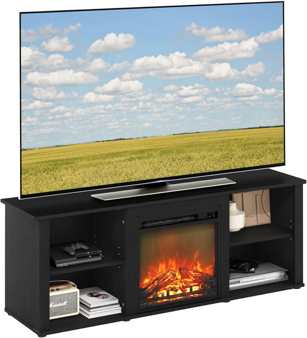 Furinno Classic 60 Inch TV Stand with Fireplace, Americano