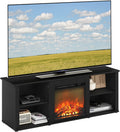 Furinno Classic 60 Inch TV Stand with Fireplace, Americano