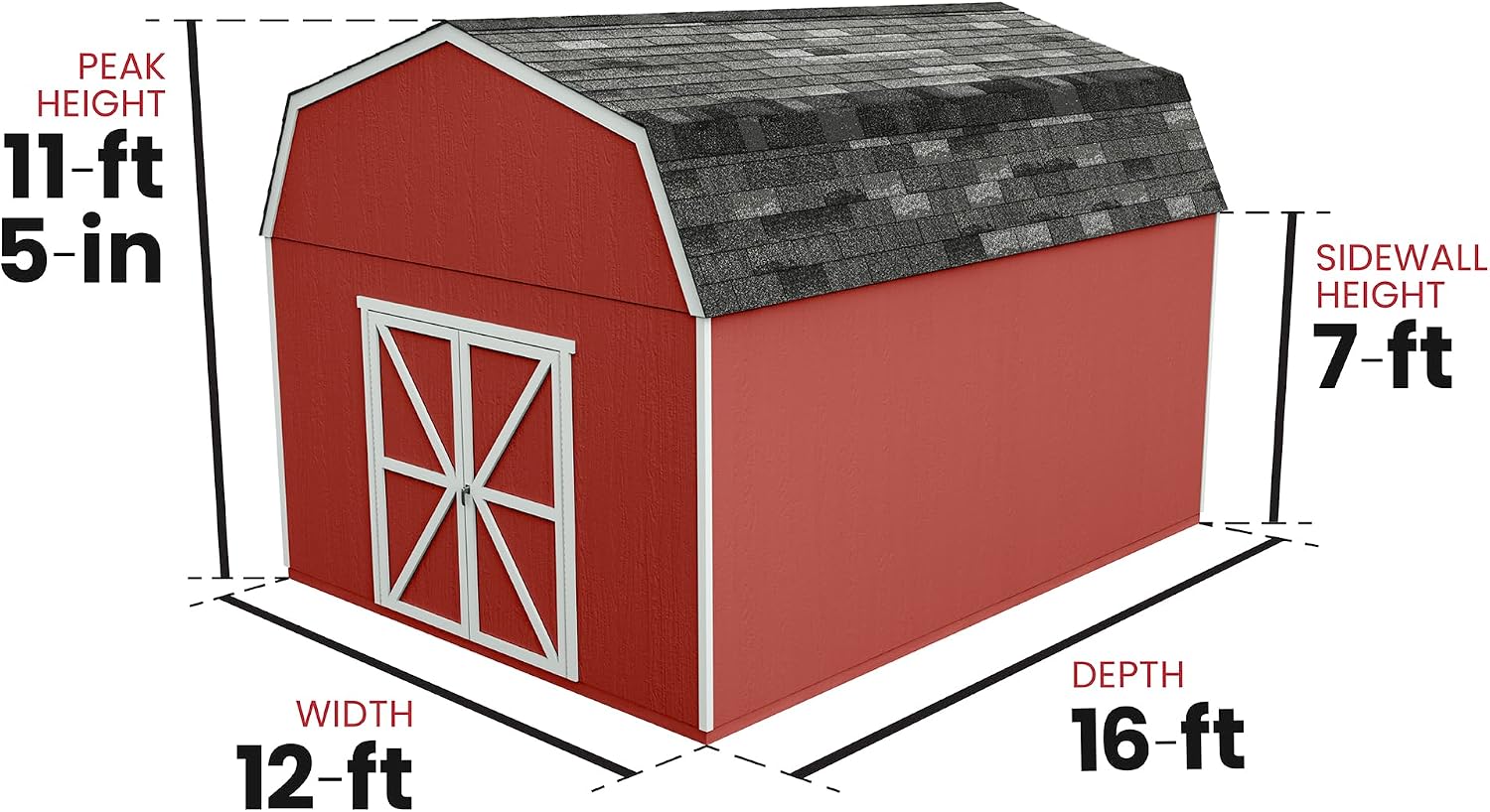 Handy Home Products Hudson 12x16 Do-it-Yourself Wooden Storage Shed with Floor Kit- Does not Include Paint or Roofing Shingles