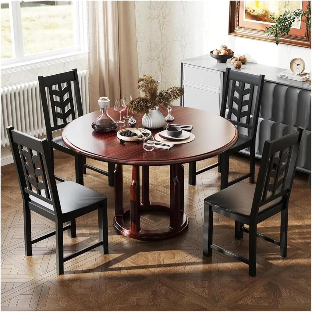 Dining Chairs Outdoor 2pcs Rubber Wooden Frame Dining Chairs with Leaf-Shaped High Backrest Max Load 400LBS(White)