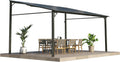 12'x 16'Wall Mounted Gazebo, Hardtop Lean-to Pergola with Polycarbonate Roof, Heavy Duty Outdoor Patio Awnings for Deck, Porch, Backyard, Garden, Weather Resistant, Brown