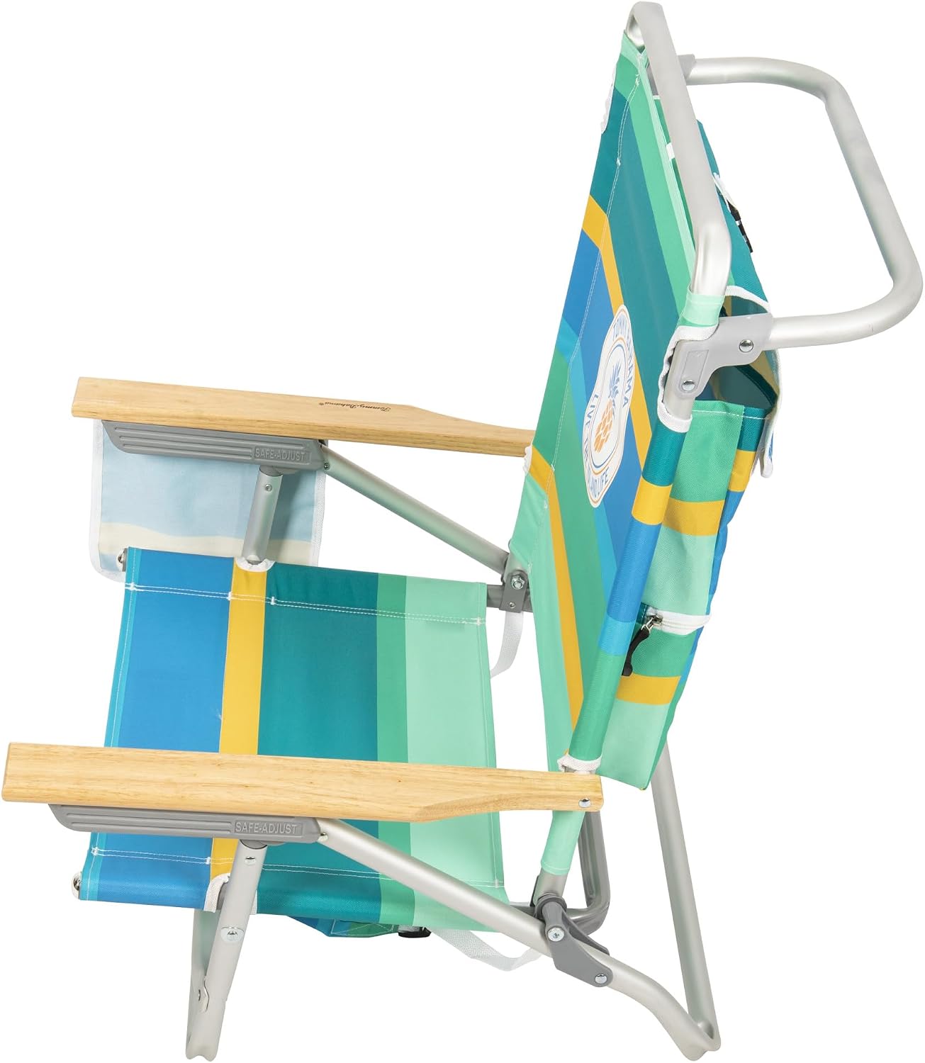 Tommy Bahama 5-Position Classic Lay Flat Backpack Cooler and Cup Holder Beach Chair, Portable Folding Beach Chair for Tanning, 2-Pack, Stripe