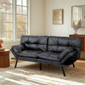 MUUEGM Futon Sofa Bed Convertible Futon Couch Bed Memory Foam Sofa Sleeper,Adjustable Armrest&Backrest Full Size Lounge Couch for Office Apartment Living Room,Matte Black