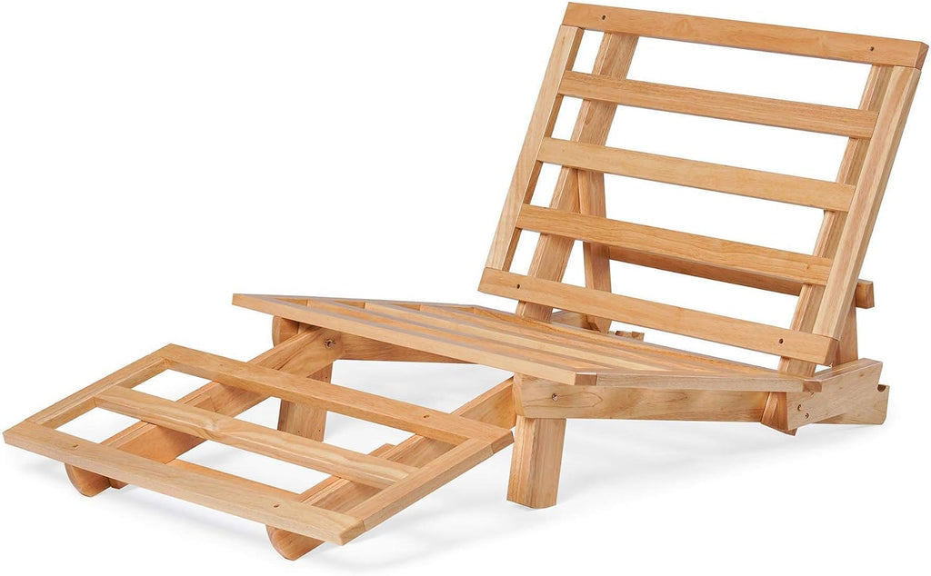 Nirvana Futons Twin Tri-Fold Wood Futon Sofa Bed Lounger Frame - (Space Saver, Natural Finish) Ideal for Small Spaces, RVs, and Dorm Furniture