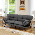 MUUEGM 71' Convertible Futon Sofa Bed, Upholstered Small Futon Couches with Adjustable Backrest, Loveseat Sleeper Bed for Compact Living Room Studio Office (Pure Grey)