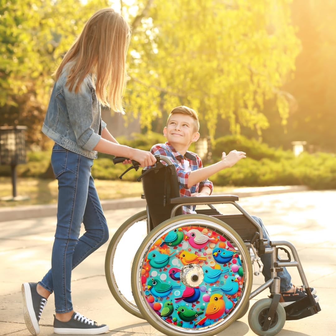 Designer Cover for Wheelchair Wheels, Enhances Aesthetics, Easy Install/Remove, Lightweight, New Matt Finish (Flutter and Fly)