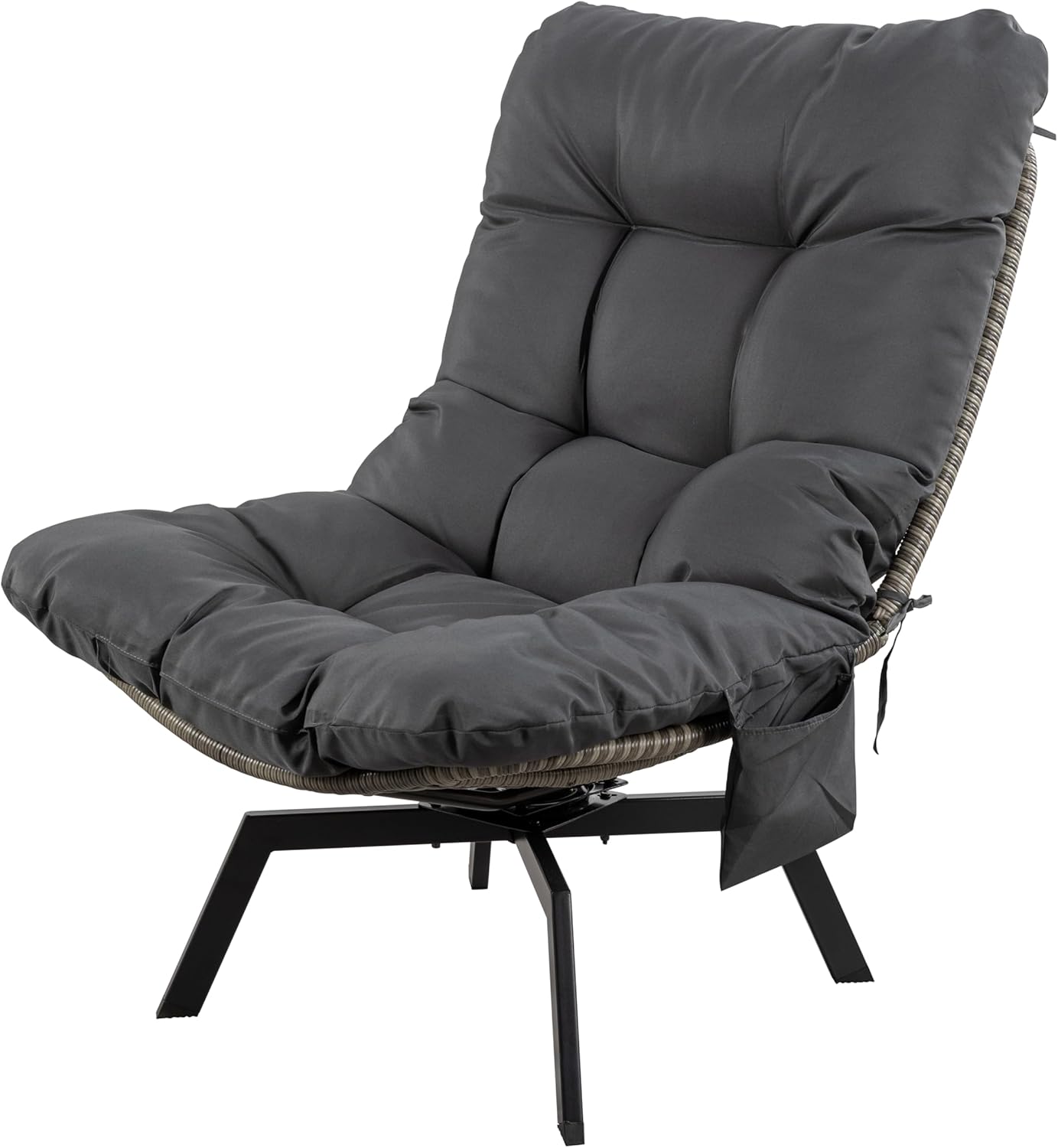 Shintenchi Outdoor Wicker Swivel Chair,Grey Rattan Patio Rotating Chair with Cushion,360° Rotation Patio Lounge Chairs for Living Room Bedroom Backyard Balcony(Grey Cushion)