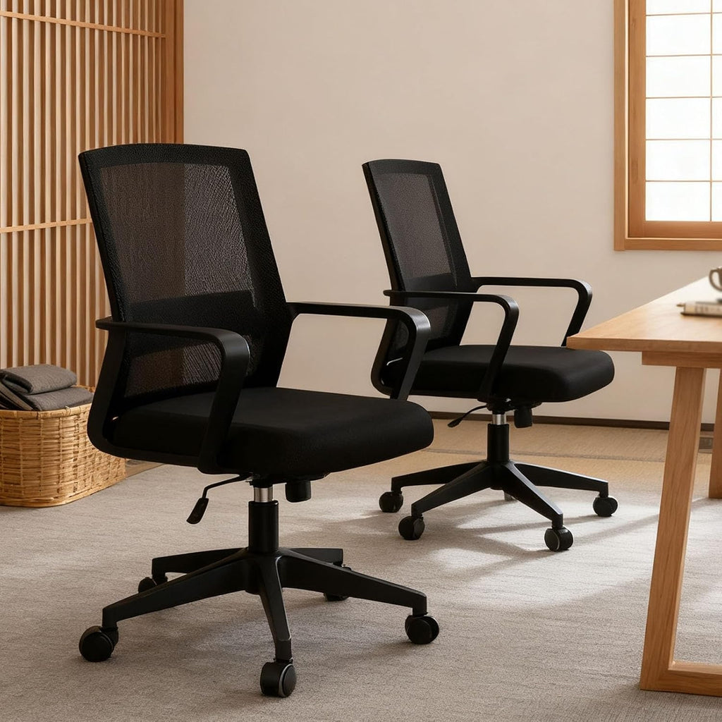 Mid-Back Mesh Computer Chair Set of 2,Home Mesh Desk Chair, Ergonomic Desk Chair, Lumbar Support Comfortable Executive,with Wheels 360 Swivel Task Chair for Office Home and Gaming