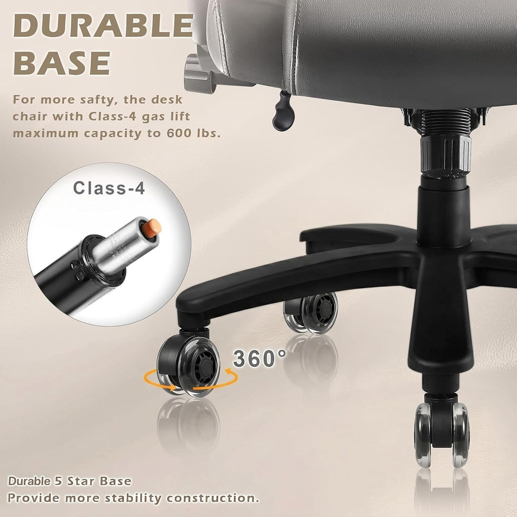 LEMBERI 600lbs Big and Tall Office Chair with Flip up Armrest, Heavy Duty Executive Desk Chair for Heavy People, High Back Computer Chair with Adjustable Lumbar Support,Black