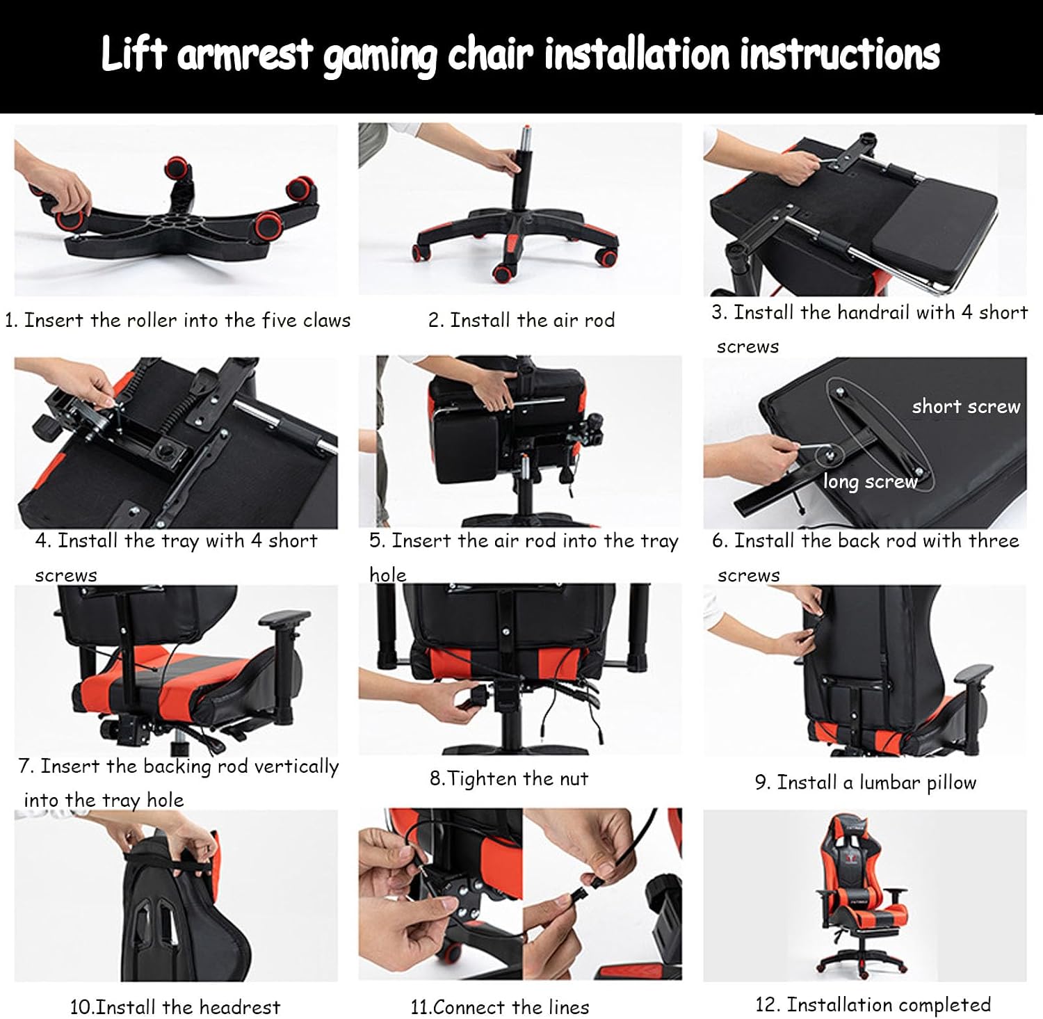 Gaming Chairs for Adults with Lumbar Support E-Sports Chair Live Game Seat Internet Cafe Competitive Chair Lift Swivel Reclining Backrest Foot Rest Ergonomic Computer Chair for Office Or Gaming
