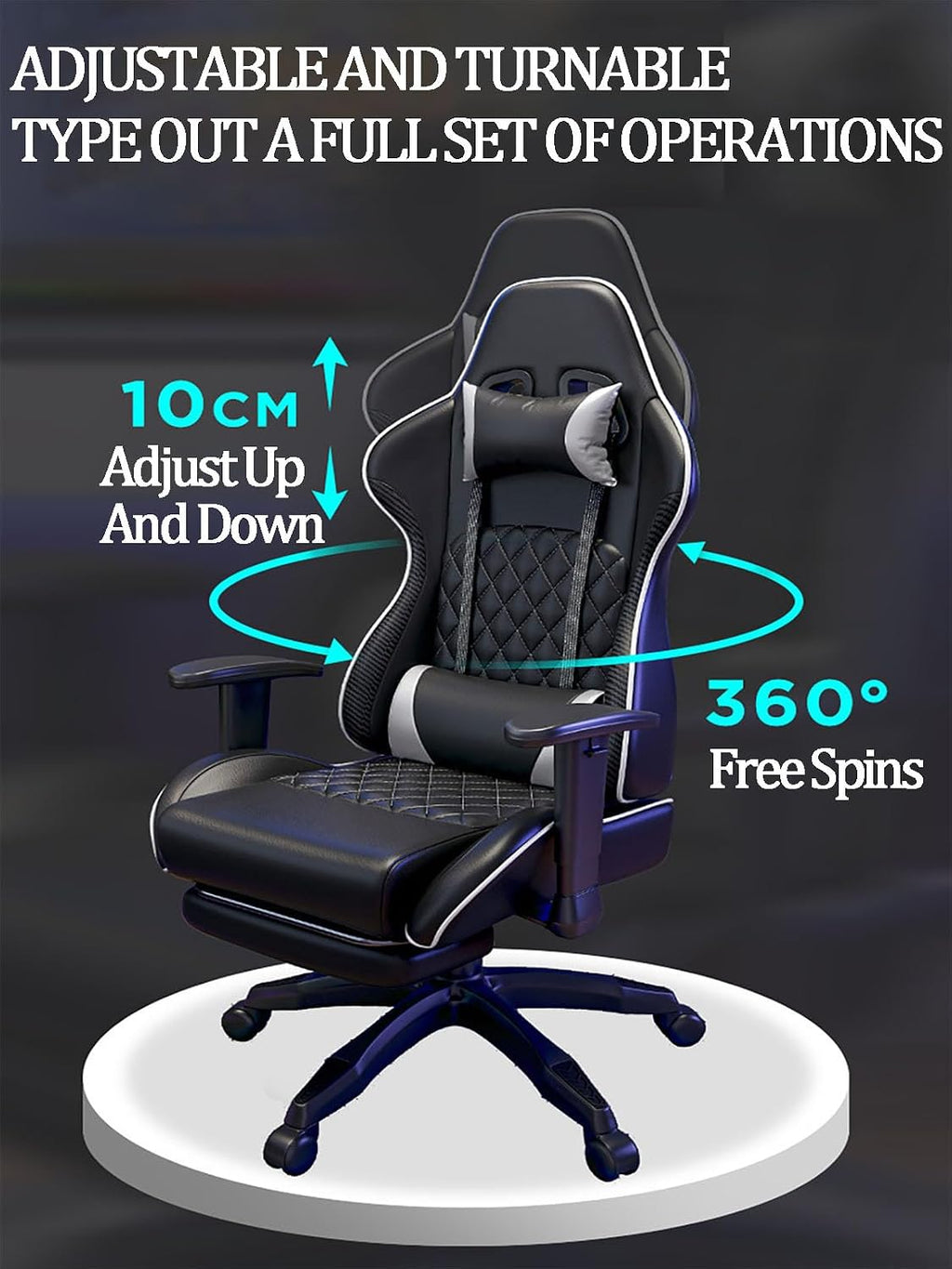 JSWHYBD Gaming Chair with Footrest Comfortable High Back Office Chair Big and Tall Ergonomic Desk Chair with Lumbar Support Swivel Seat and Headrest 400lb Havefootrest Gray