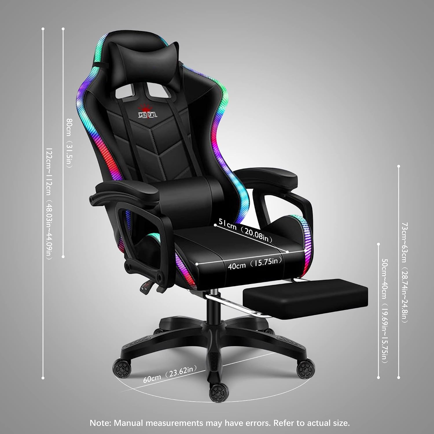 Gaming Chair with 7-Point Massage Function, Ergonomic Computer Chair with Footrest and Lumbar Support, Video Gaming Chair with RGB Lights and Speakers, Adjustable Backrest Swivel Chair,Pink