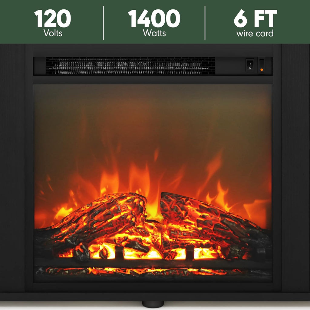 Furinno Classic 60 Inch TV Stand with Fireplace, Americano