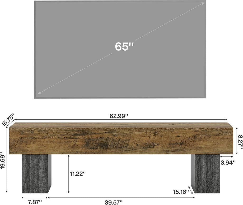 Tribesigns 63' TV Stand, Farmhouse Entertainment Center, Low TV Console Table for Living Room, Long Media Console Television Stands for 55/60/65 Inch TV