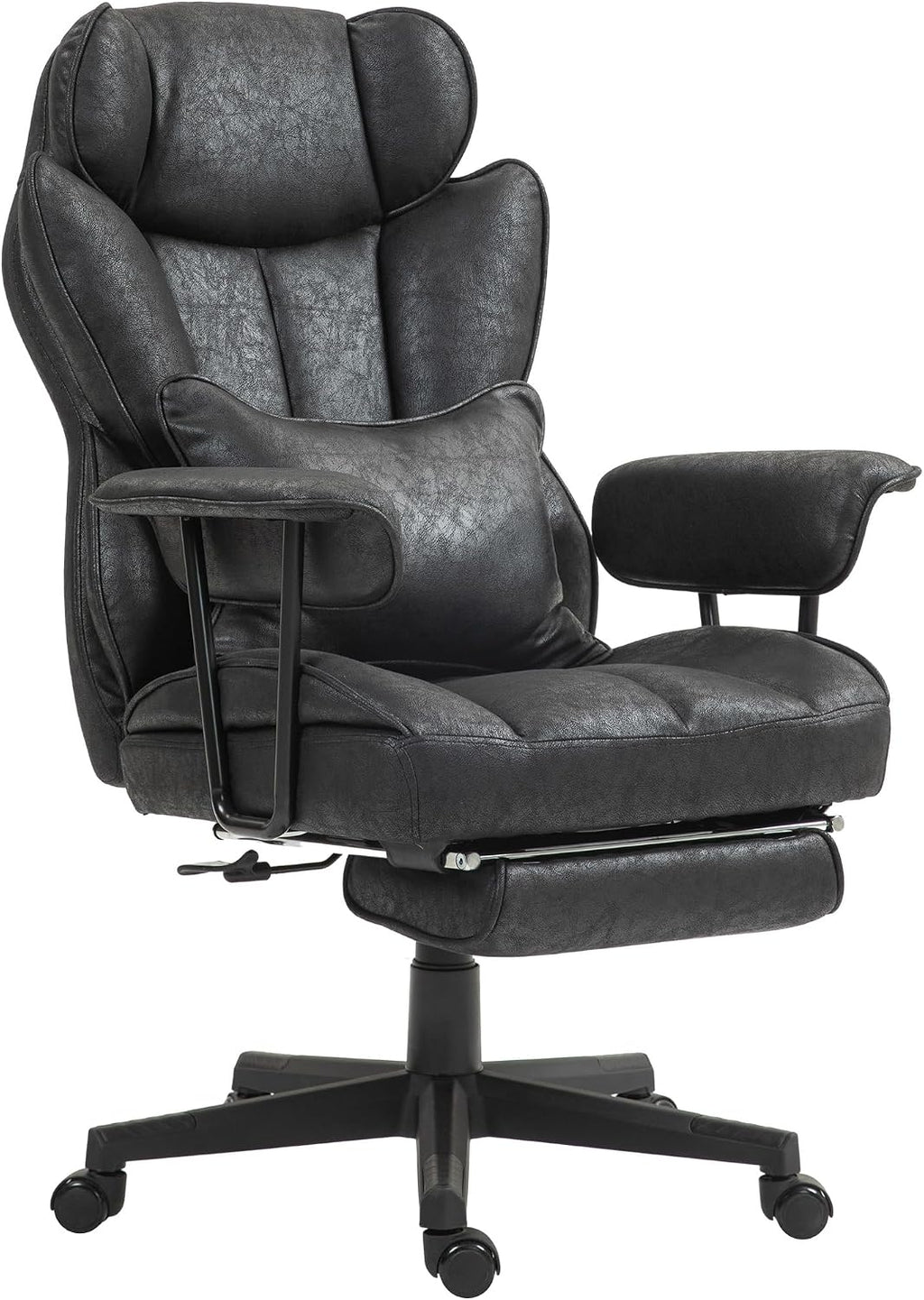 Ergonomic Office Chair with Vibration Massage & Heat, Big and Tall Reclining Computer Desk Chairs with Footrest, Lumbar Support, Swivel Rolling Wheels for Home Office Gaming Adults Chairs,Black