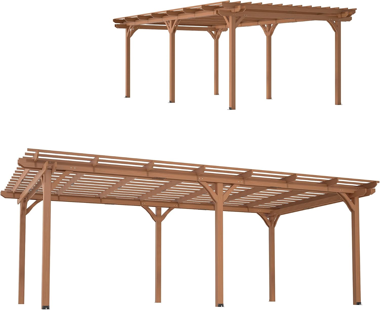 Wood Pergola Gazebo for Climbing Plants - Free Standing Outdoor Garden Structure with Waterproof Solid Fir, Windproof Level 6 & 200lb Snow Load - Backyard, Patio, Poolside Brown (12 x 16 FT)