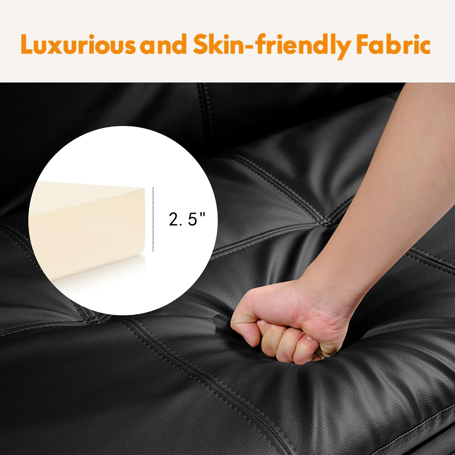 Modern Leather Convertible Folding Futon Couch Sofa Bed Adjustable Pillow Top Arm Memory Foam Couch Double Loveseat Sofa for Compact Living Space,Dorm,Game Studio,Apartment,Bedroom (Black PU)