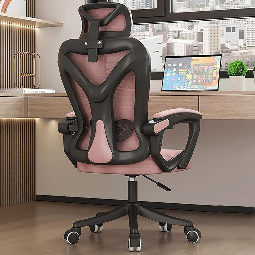 Office Chair, Mesh Ergonomic, High Back, Pink, 400 lbs Weight Capacity, Adjustable Armrests, Lumbar Support, 360 Swivel, Heavy Duty, Modern Style, Adult Use