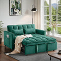 Convertible Sofa Bed, Pull Out Couch with Side Pockets, 3 in 1 Velvet Fabric Loveseat Sleeper Sofa Bed with Adjustable Backrest for Living Room, Bedroom, Apartment, Green