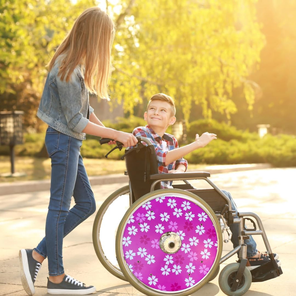 Designer Grad Gifts 20 inches Wheelchair Wheel Accessories, Waterproof Wheels Accessories, Easy Install/Remove, Lightweight, for Kids and Adults (Cherry Blossom)