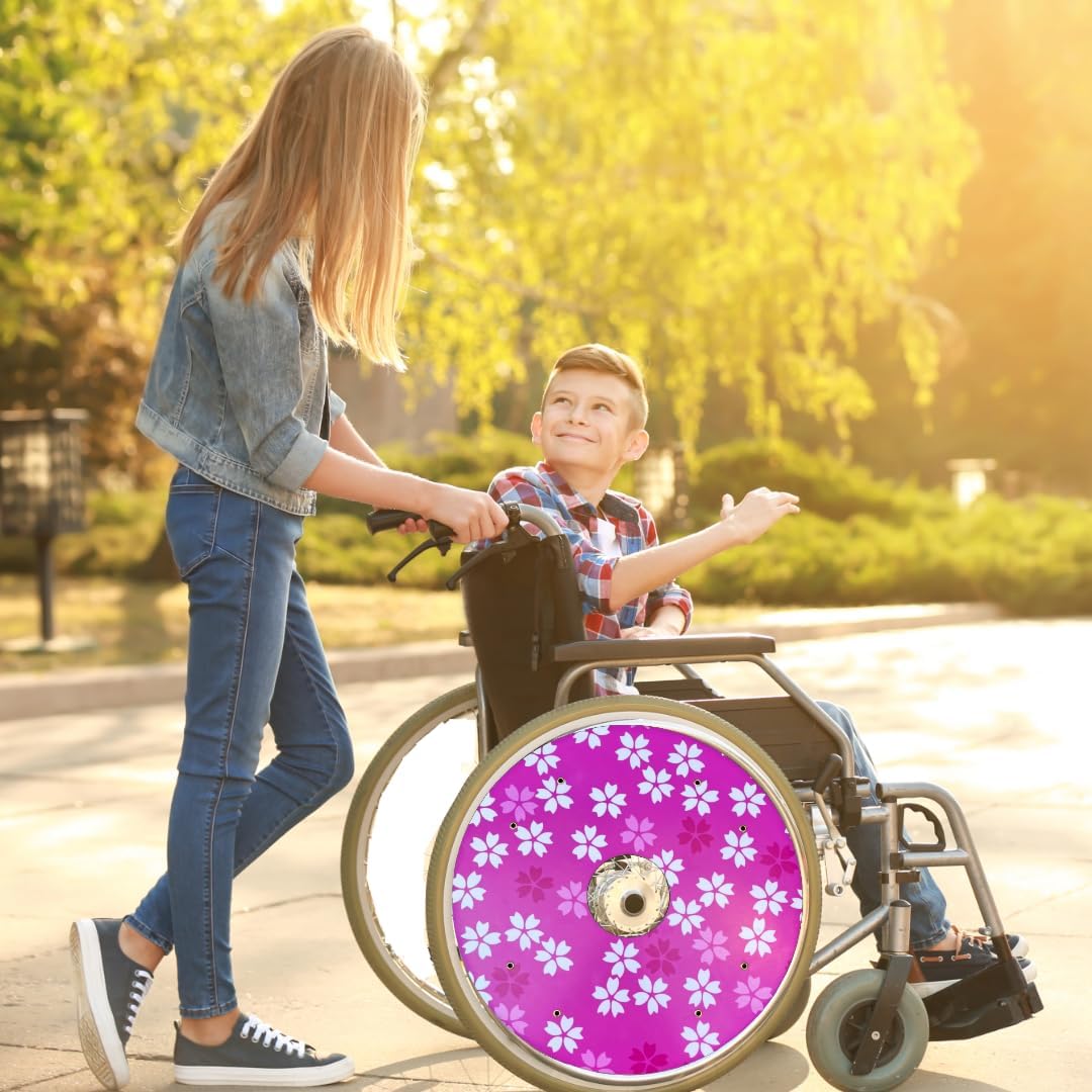 Designer Grad Gifts 20 inches Wheelchair Wheel Accessories, Waterproof Wheels Accessories, Easy Install/Remove, Lightweight, for Kids and Adults (Cherry Blossom)