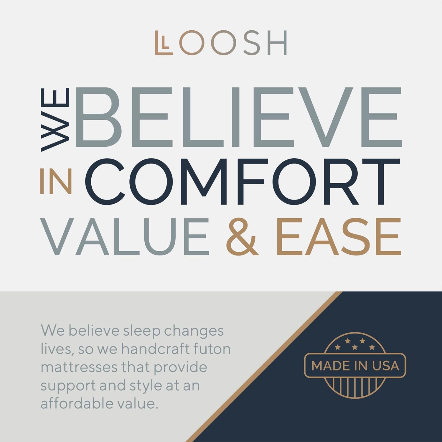 Loosh Home | 10' Queen Size Futon Sofa Bed Pocket Coil Foam Mattress - USA Made, Black, No Frame