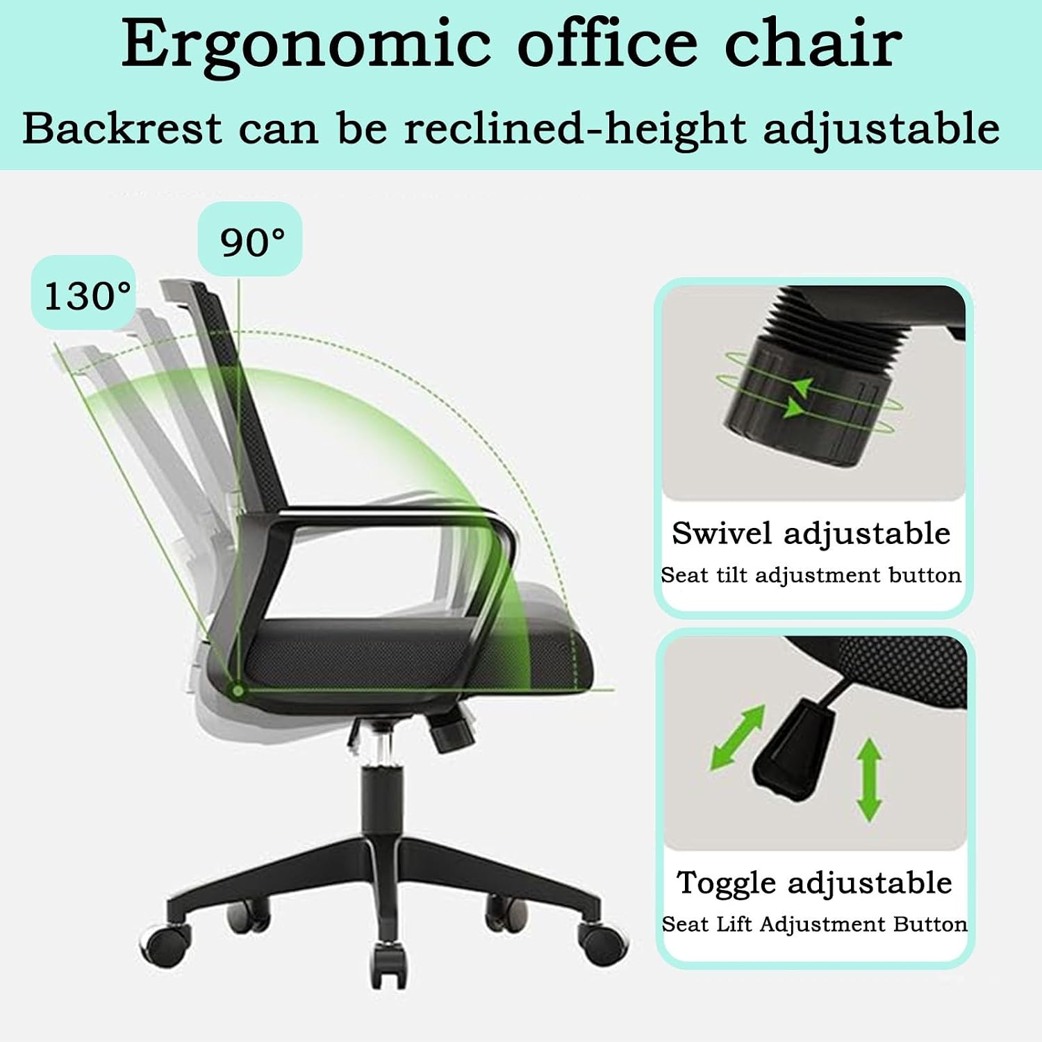 Mesh Executive Office Chair Set of 2, with Wheels 360 Swivel Task Chair, Comfortable Lumbar Support, Ergonomic Office Chair, Desk Chair Comfy,for Home Office and Gaming