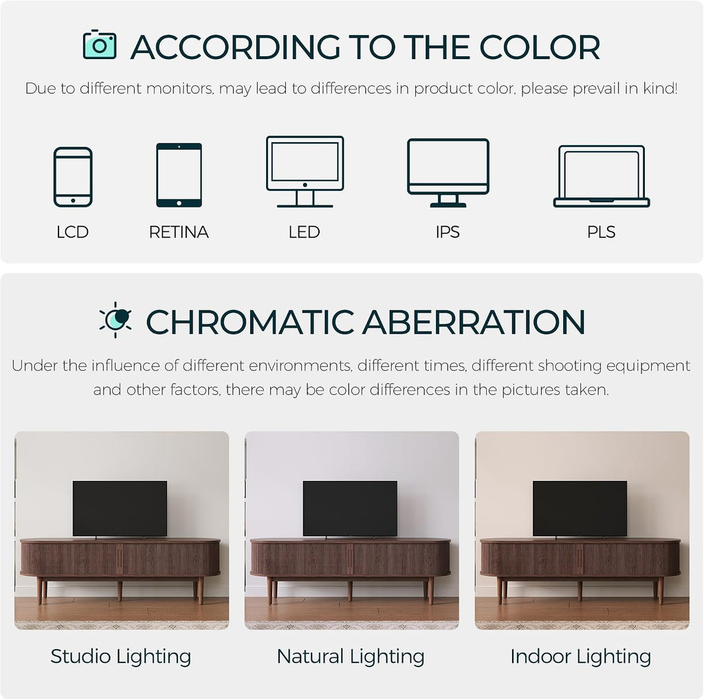 LINSY HOME 70' Fluted TV Stand for TVs up to 80 Inch, Mid Century Modern Entertainment Center with Storage Cabinet and Sliding Doors, Farmhouse Wood Media TV Console for Living Room, Bedroom, Walnut