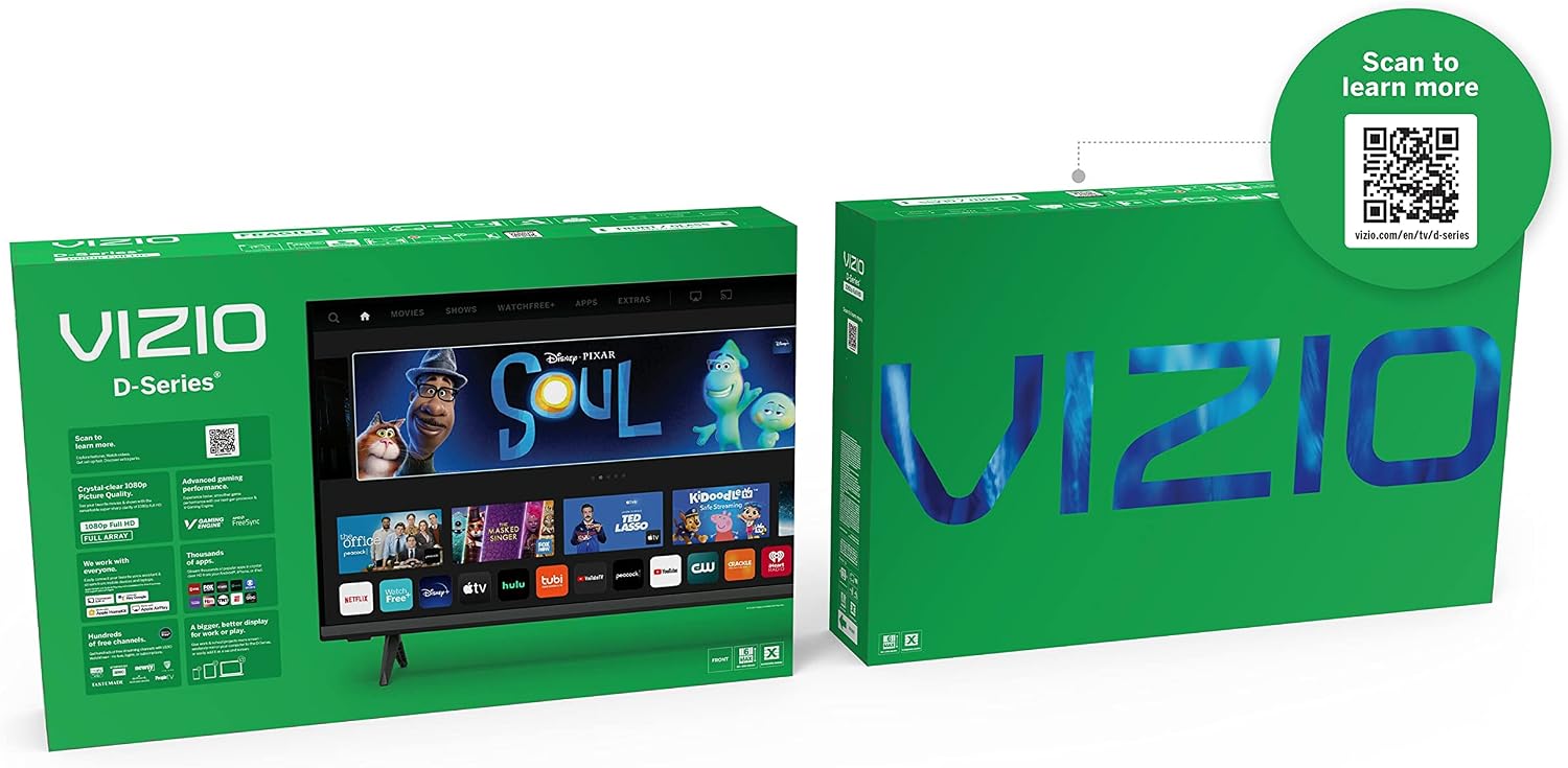 VIZIO 24-inch D-Series Full HD 1080p Smart TV with Apple AirPlay and Chromecast Built-in, Alexa Compatibility, D24f4-J01, 2021 Model