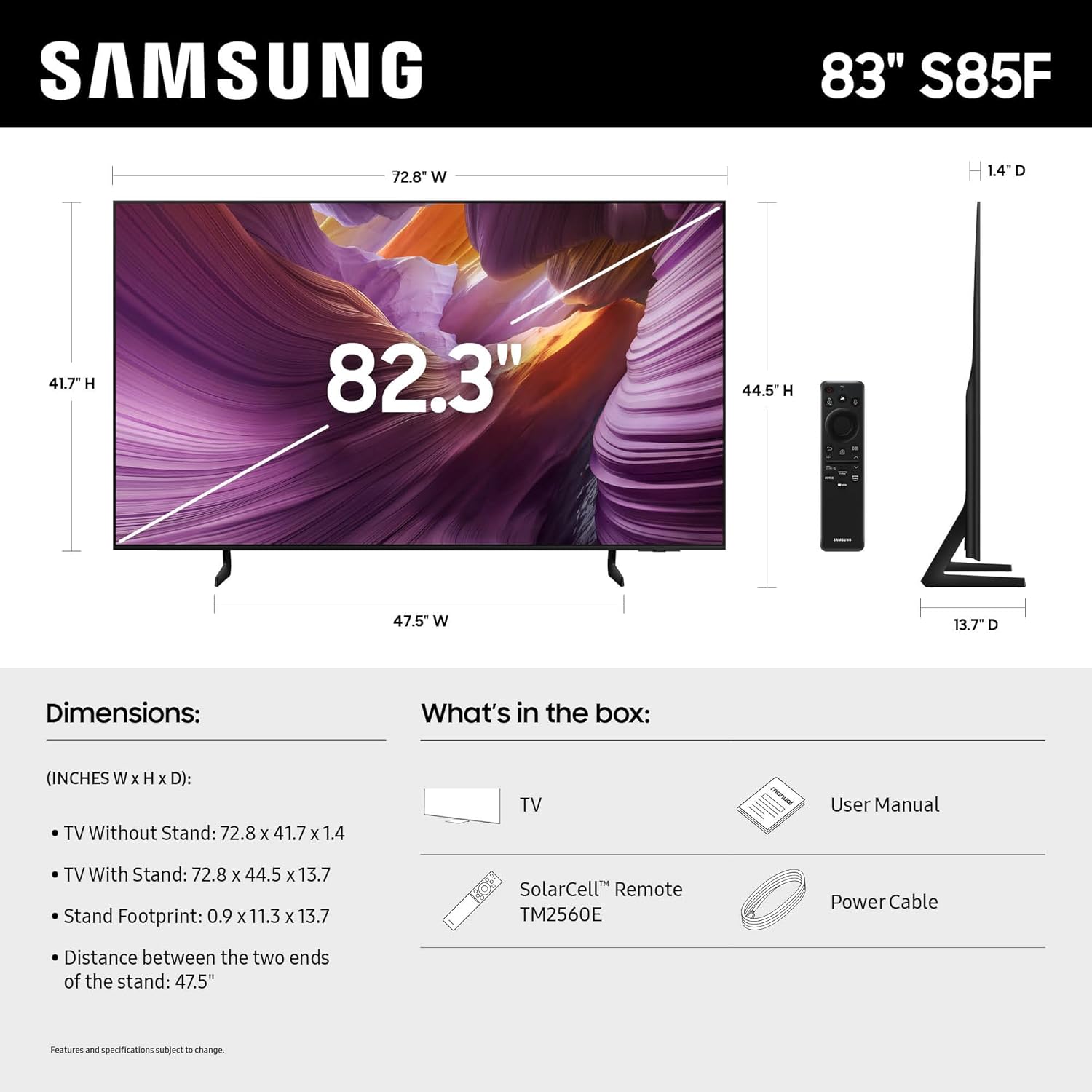 Samsung 83-Inch Class OLED S85F 4K Smart TV (2025 Model) NQ4 AI Gen2 Processor, 4K AI Upscaling, OLED HDR, Pantone Validated, Samsung Vision AI, Alexa Built-in