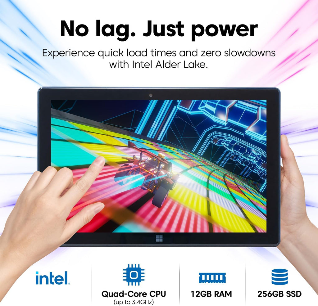 Fusion5 Built in USA 10.1' Windows 11 Tablet PC (March 2026 Release) - 12GB RAM, 256GB SSD, 13th Gen CPU, Full HD Windows Tablet Computer, USB C, HDMI - 2 Year Full Warranty with Accidental Damage
