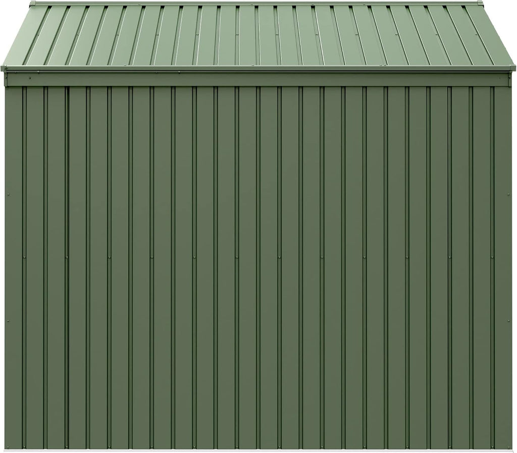 Scotts 10' x 8' Outdoor Lockable Water-Resistant Steel Storage Shed Building with Tool Hanger and Gable Roof, Green