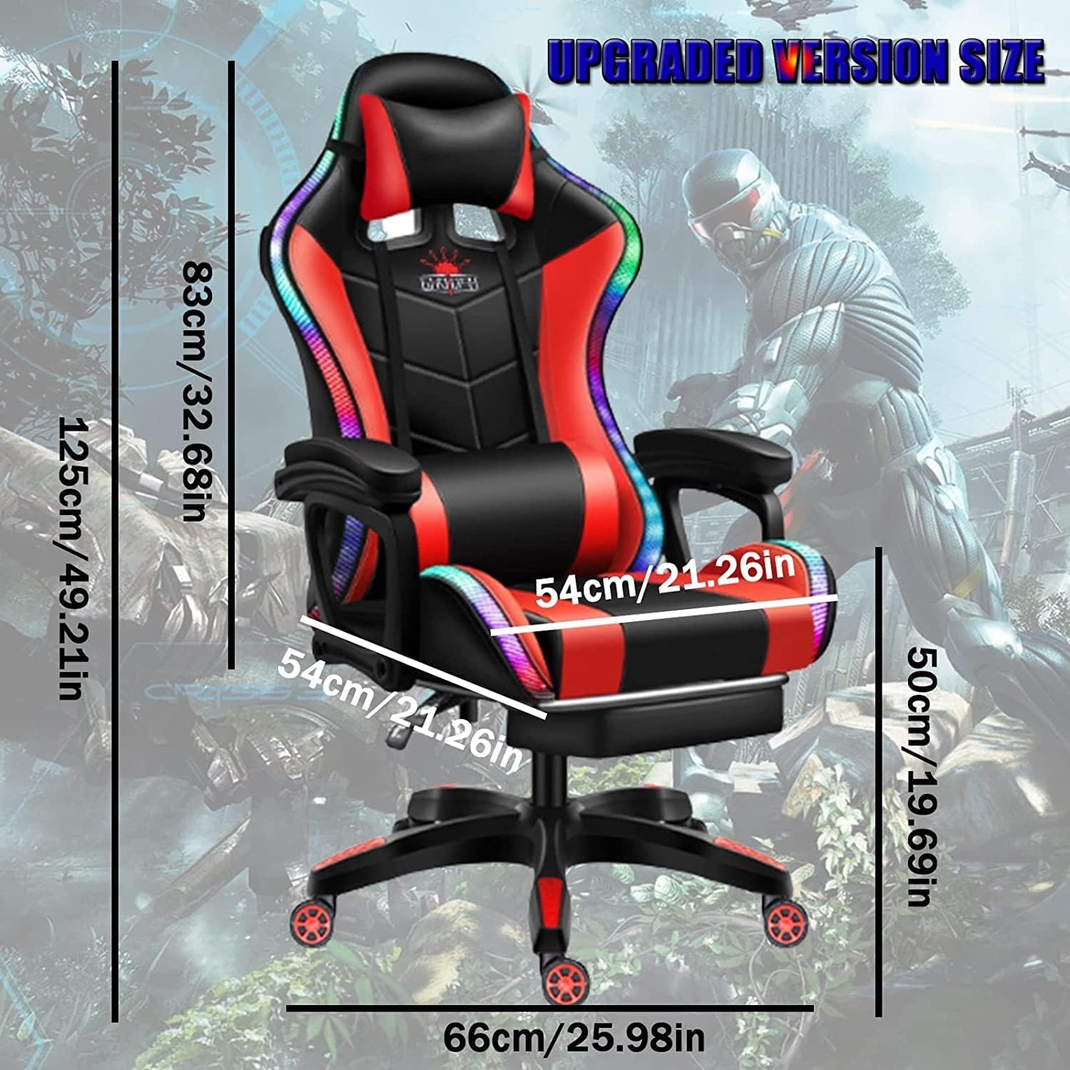 Gaming Chair, Office Chair High Back Computer Chair Leather Desk Chair Racing Executive Massage Game Chair with Headrest, Ergonomic Computer Chair with Footrest for Adult,Black,A