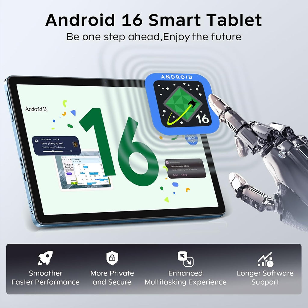 11 Inch Tablet Android 16 with Keyboard, 24GB RAM + 256GB ROM (2TB Expand), T7250 Octa-Core, 1920x1200 IPS FHD Display, 16MP+8MP Dual Camera, Gemini AI, GPS, 2.4G/5G WiFi, 8000mAh, Widevine L1