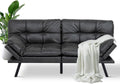 MUUEGM Futon Sofa Bed Couch Convertible Futon Memory Foam Futon Couch Bed Modern Sofa Couch Love Seat Sleeper Sofa for Small Space,Living Room,Office,Adjustable Backrests&Armrests Sofabed,Black