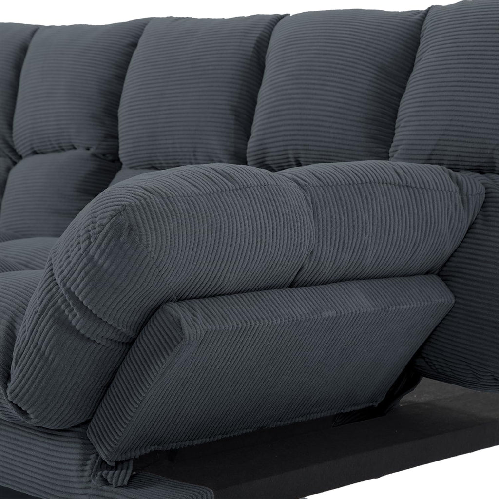 Modern Corduroy Convertible Folding Futon Couch Sofa Bed Adjustable Pillow Top Arm Memory Foam Couch Double Loveseat Sofa for Compact Living Space,Dorm,Game Studio,Apartment,Bedroom (Dark Gray)