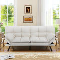 MUUEGM 71' Convertible Futon Sofa Bed, Upholstered Small Futon Couches with Adjustable Backrest, Loveseat Sleeper Bed for Compact Living Room Studio Office (White)