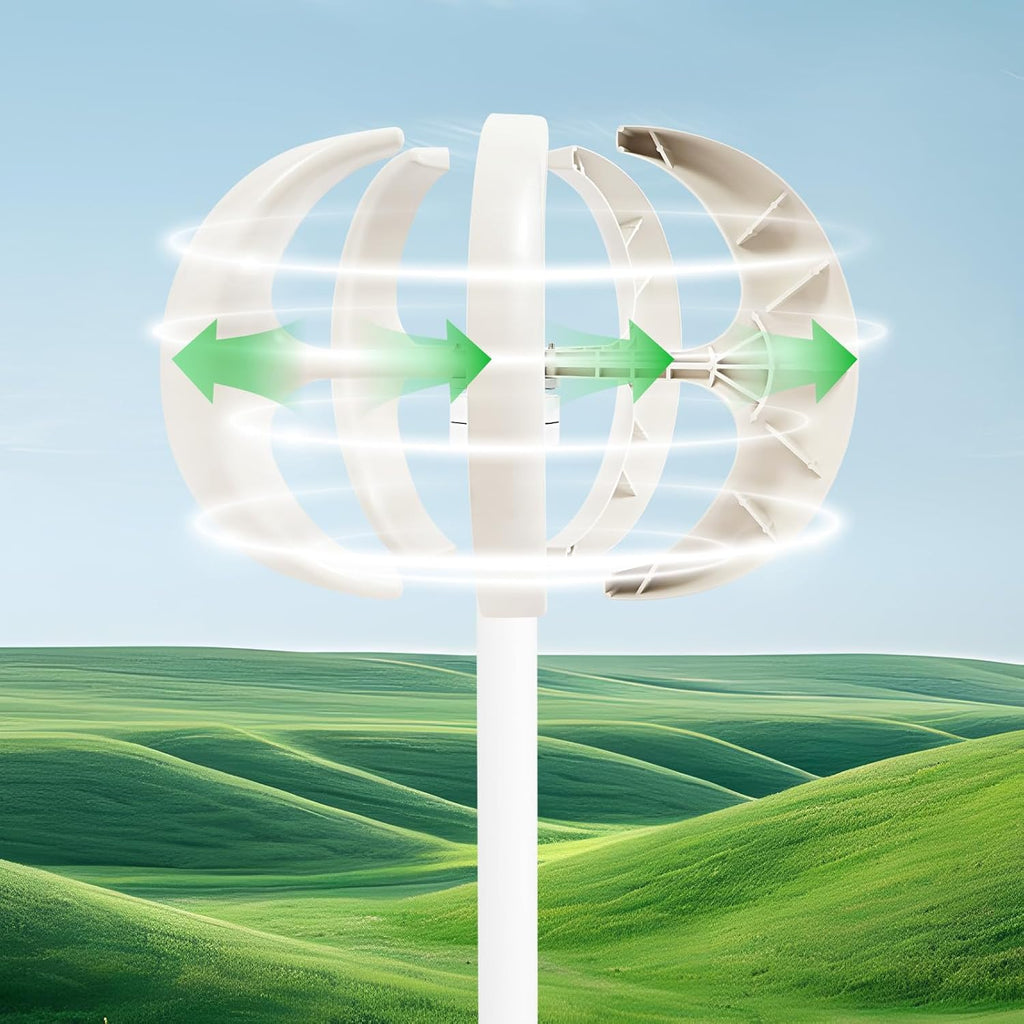 Wind Turbine Generators Kit, 12/24V 600W Lantern 5-Blade Vertical Axis Wind Turbine Generator with Axis Controller (12V)
