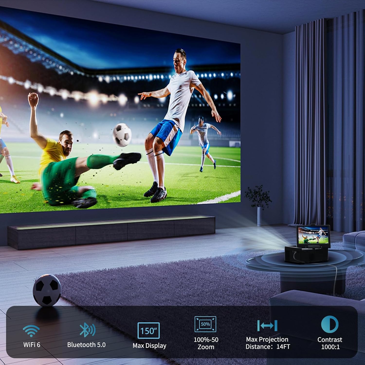 Small Smart TV，Mini TV with 7-inch Touchscreen,Built in Apps,Support SD,WiFi,Bluetooth,USB,HDMI Input，Kitchen TV Also As a Projector,Suitable for Home RVs and Outdoor Use