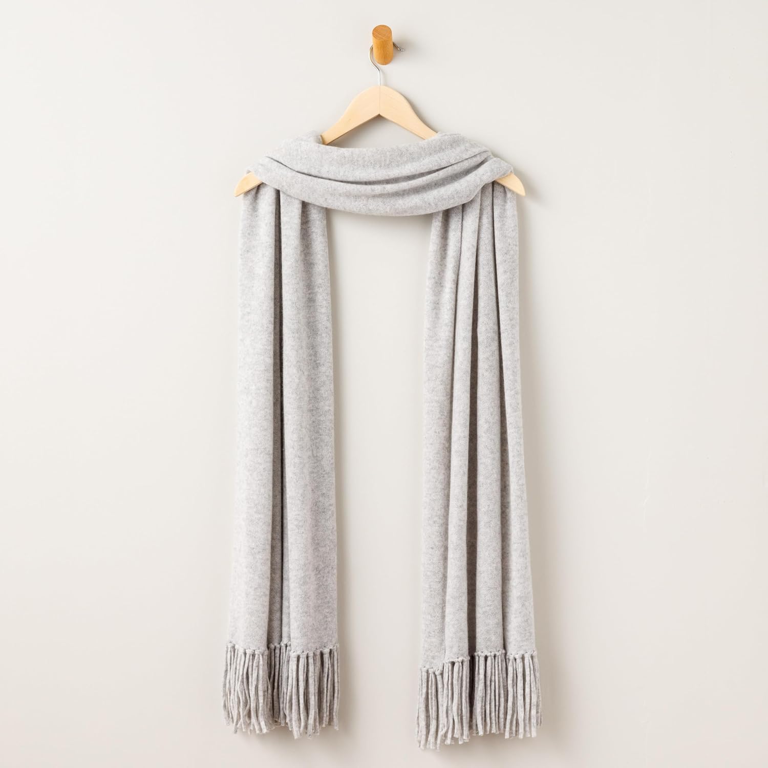 Fishers Finery Women's 100% Cashmere Knit Shawl Wrap with Fringe | Oversized 78' long by 28' wide