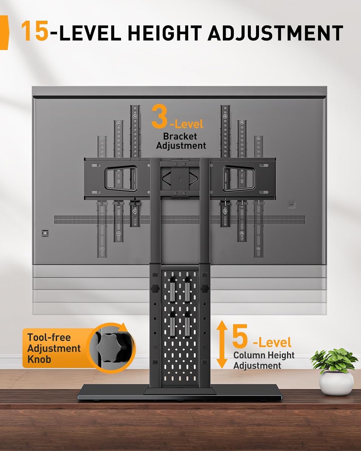 Perlegear Universal Swivel TV Stand for 42-85 90 Inch TVs, Television Stands with Pegboard Storage, Height Adjustable Table top TV Stand Mount, Glass Base up to 150 lbs, Max VESA 600x400mm PGTVS36