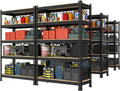 PrimeZone Storage Shelves 6 Pack 5 Tier Adjustable Garage Storage Shelving, Heavy Duty Metal Storage Utility Rack Organizer Shelf Unit for Warehouse Pantry Closet Kitchen Basement, Black