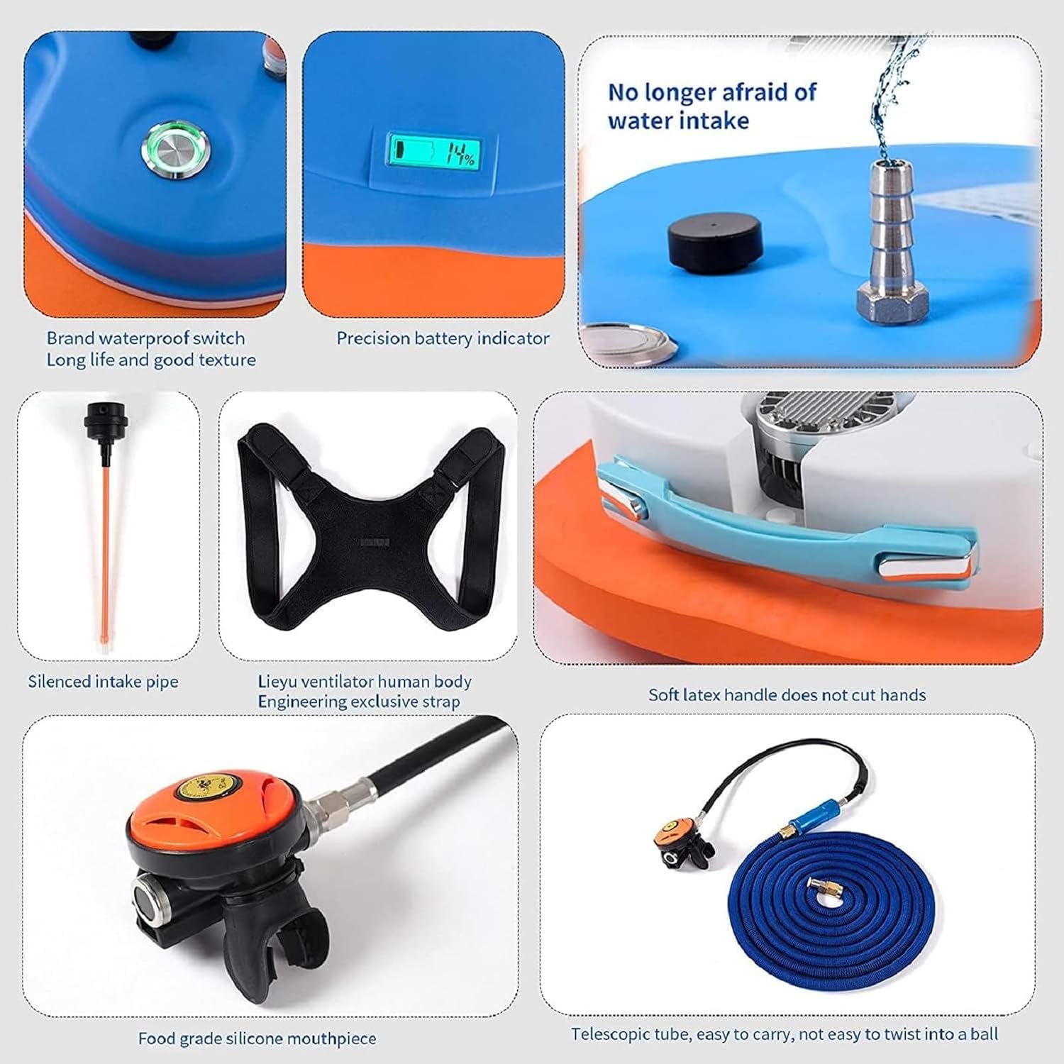 TUXING Upgraded Scuba Diving Ventilator Tankless Diving System,Portable Rechargeable Scuba Diving Tank, Waterproof Air Compressor,Swimming Pool Toys Diving Toys,Dive Without Tanks