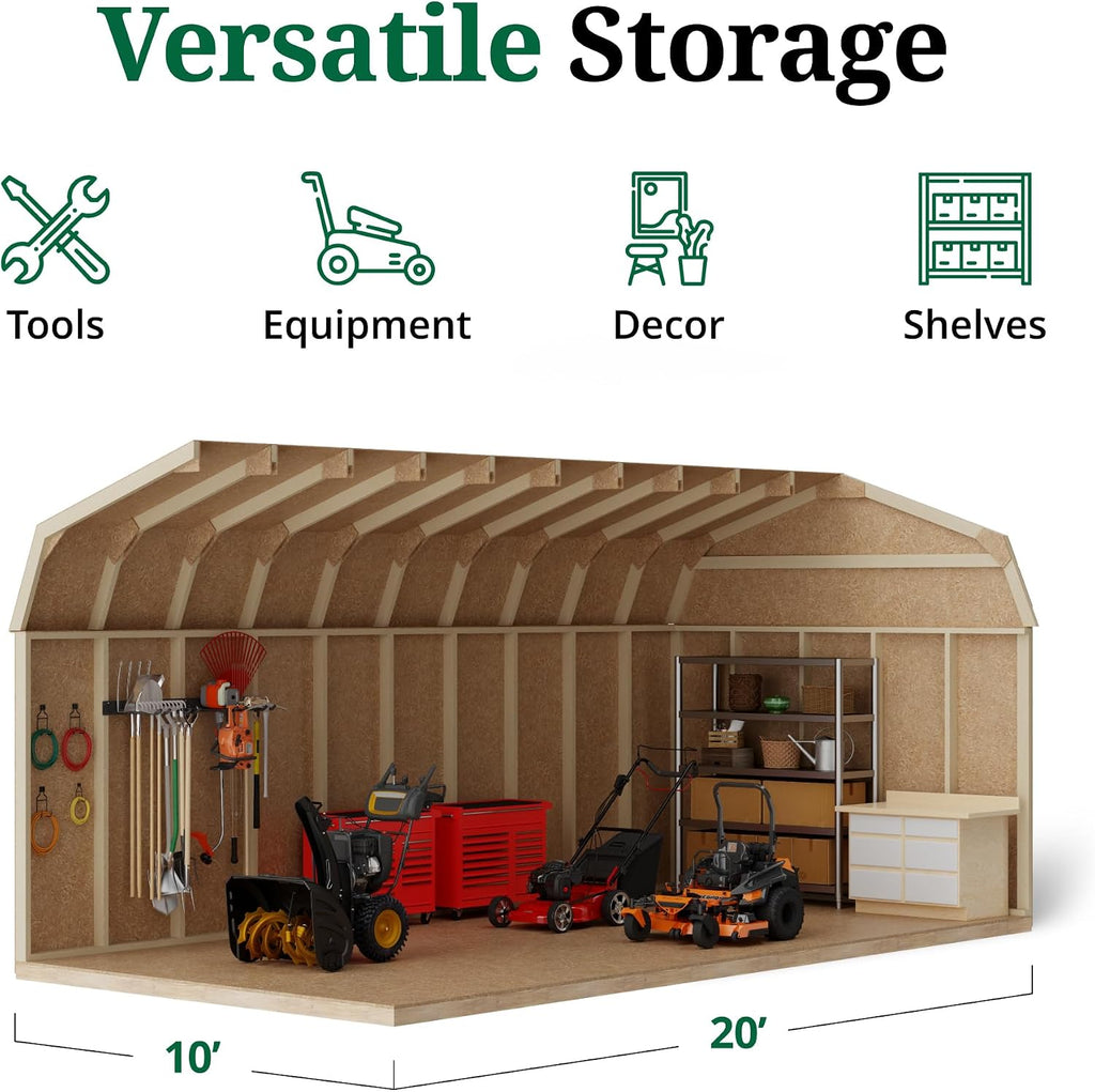 Little Cottage Co. 10x20 Value Gambrel Barn with 6 ft. Sidewalls with Floor, Outdoor Wood Storage Shed Do-It-Yourself Precut Kit