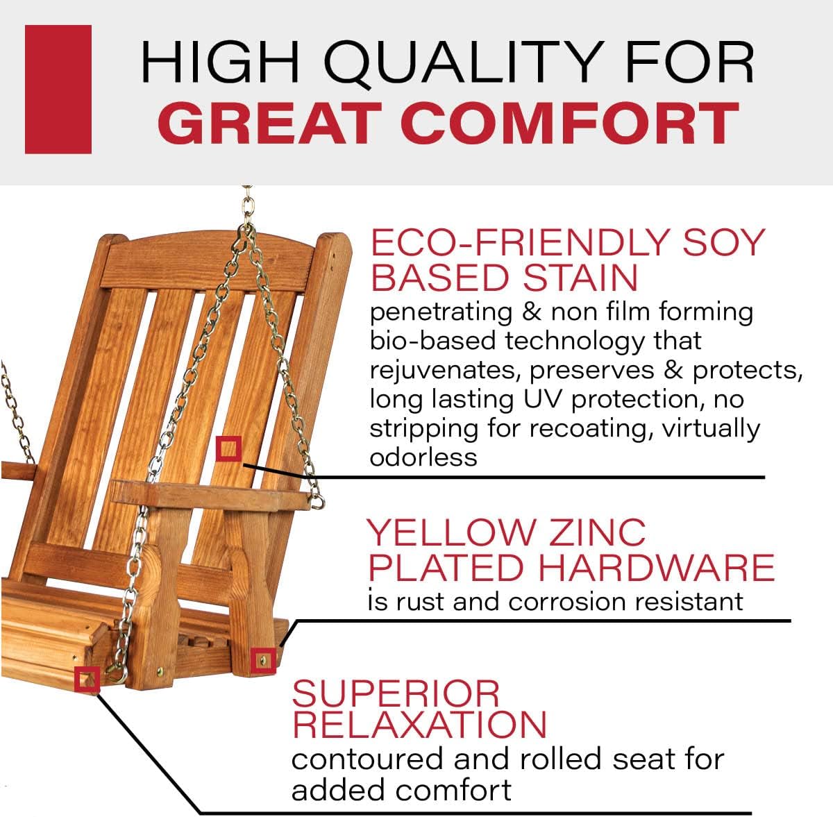 Amish Casual Heavy Duty Mission Pressure Treated Swing Chair (Cedar Stain)